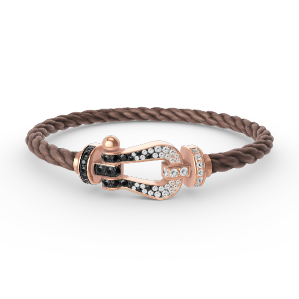 [Psychic Jewelrys]FORCE LARGE HORSESHOE BLACK WHITE DIAMOND BRACELET ROSE GOLD