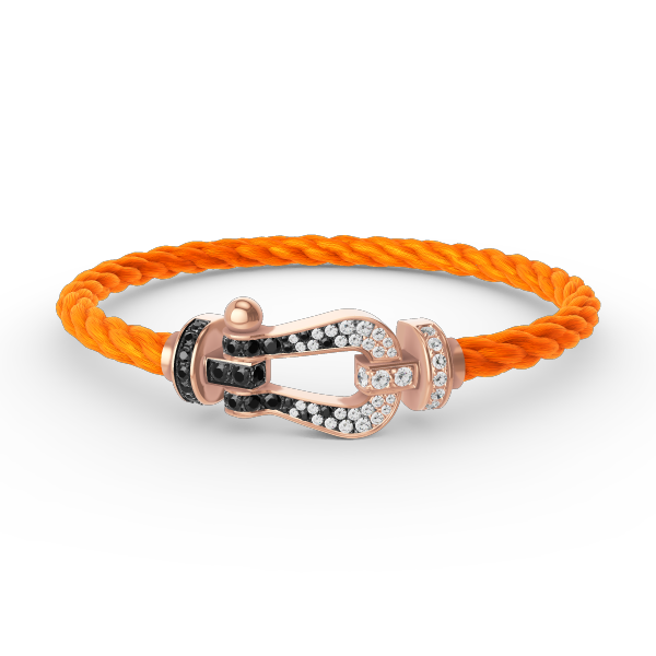 [Psychic Jewelrys]FORCE LARGE HORSESHOE BLACK WHITE DIAMOND BRACELET ROSE GOLD