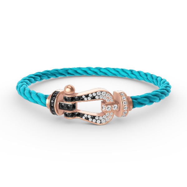 [Psychic Jewelrys]FORCE LARGE HORSESHOE BLACK WHITE DIAMOND BRACELET ROSE GOLD