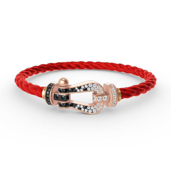 [Psychic Jewelrys]FORCE LARGE HORSESHOE BLACK WHITE DIAMOND BRACELET ROSE GOLD