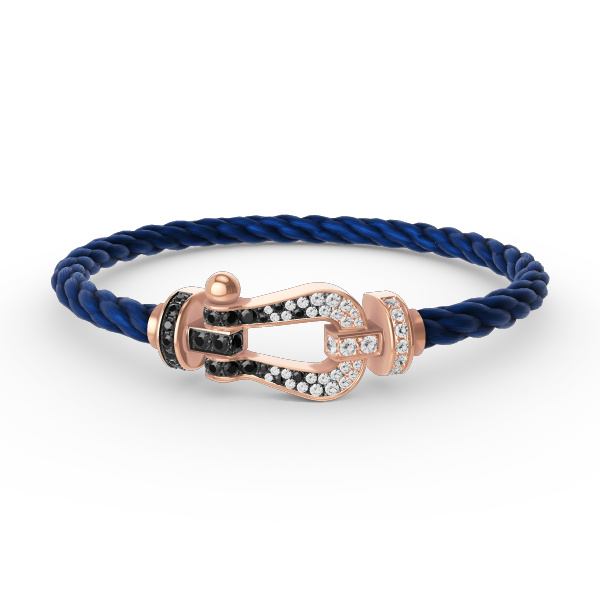 [Psychic Jewelrys]FORCE LARGE HORSESHOE BLACK WHITE DIAMOND BRACELET ROSE GOLD