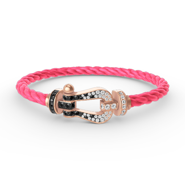 [Psychic Jewelrys]FORCE LARGE HORSESHOE BLACK WHITE DIAMOND BRACELET ROSE GOLD