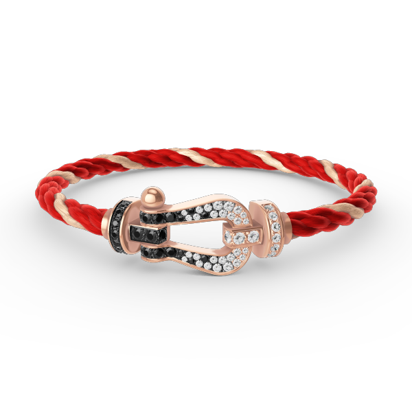 [Psychic Jewelrys]FORCE LARGE HORSESHOE BLACK WHITE DIAMOND BRACELET ROSE GOLD