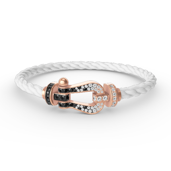 [Psychic Jewelrys]FORCE LARGE HORSESHOE BLACK WHITE DIAMOND BRACELET ROSE GOLD