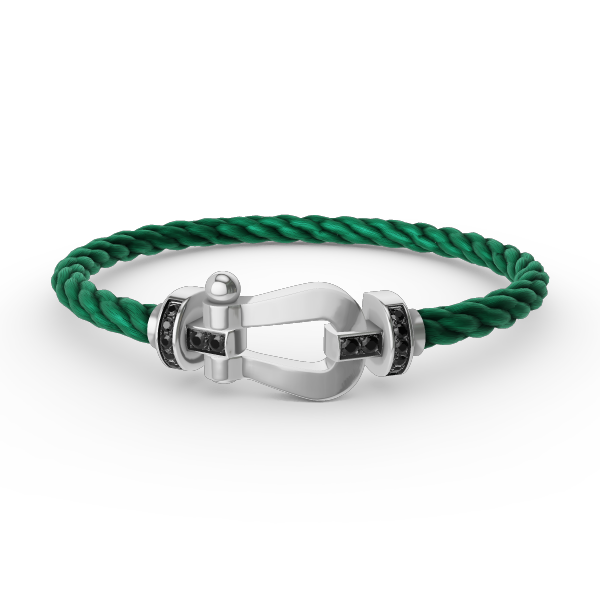 [Psychic Jewelrys]FORCE LARGE HORSESHOE BLACK DIAMOND BRACELET SILVER
