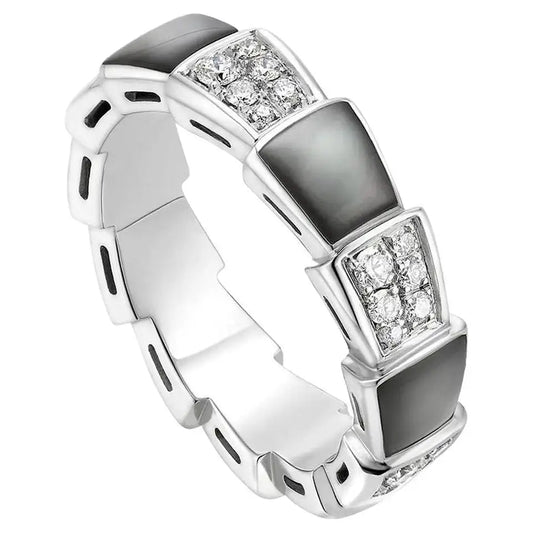 [Psychic Jewelrys]SERPENTI RING SILVER DIAMOND BLACK MOP 4MM