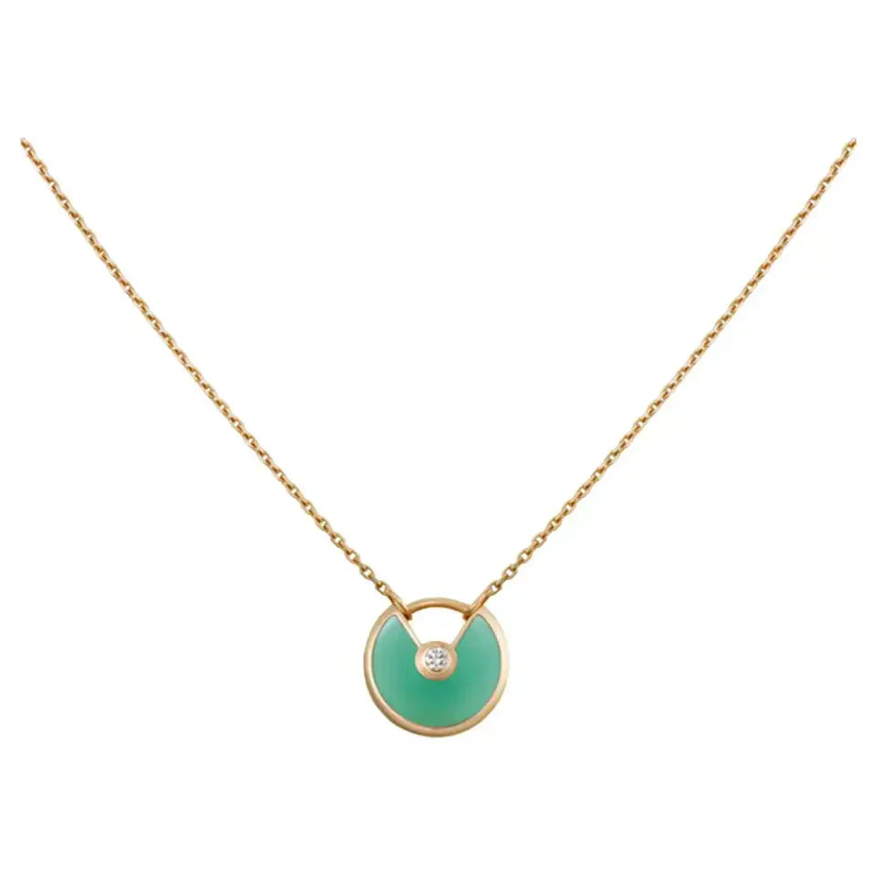 [Psychic Jewelrys]AMULETTE GOLD MALACHITE NECKLACE