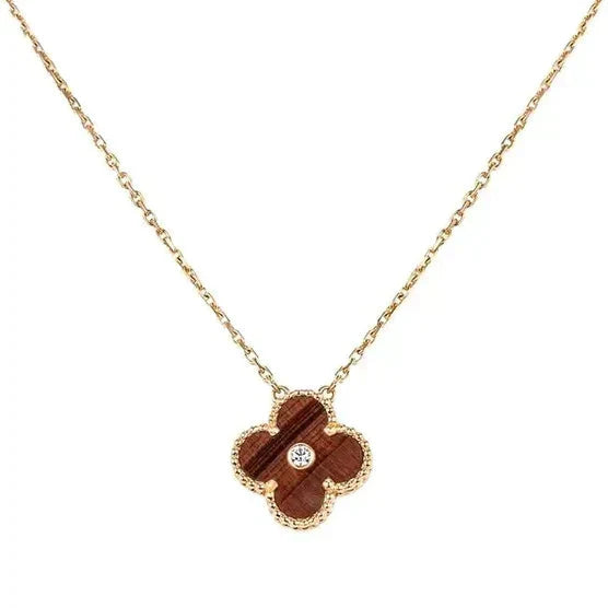 [Psychic Jewelrys]CLOVER 15MM DIAMOND AND YELLOW TIGER'S EYE AGATE necklace
