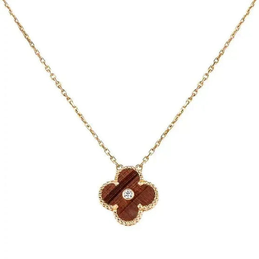 [Psychic Jewelrys]CLOVER 15MM DIAMOND AND YELLOW TIGER'S EYE AGATE necklace