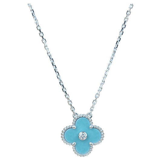 [Psychic Jewelrys]CLOVER 15MM DIAMOND SVRES PORCELAIN  NECKLACE SILVER