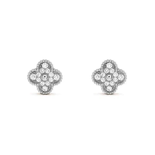[Psychic Jewelrys]CLOVER 1 MOTIFS DIAMOND STUD EARRINGS SILVER