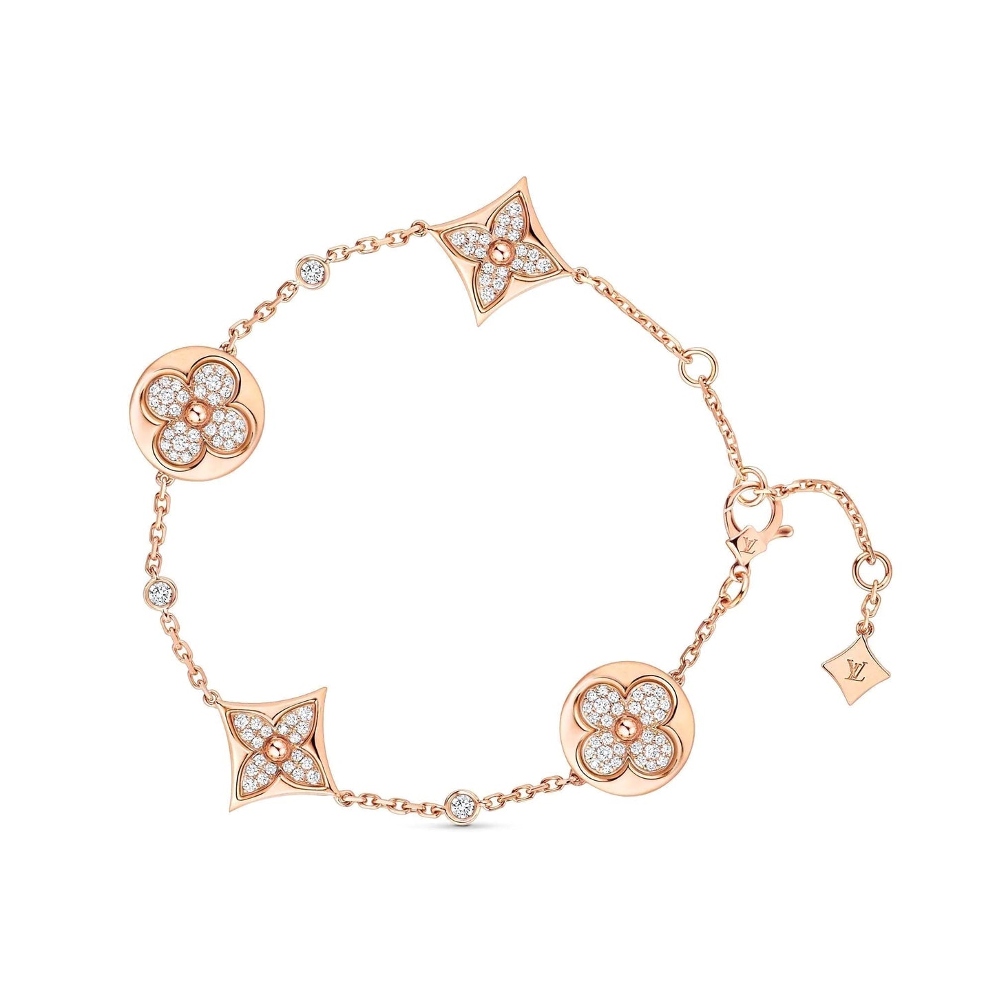 [Psychic Jewelrys]STAR AND SUN 4 MOTIFS GOLD DIAMONDS BRACELET