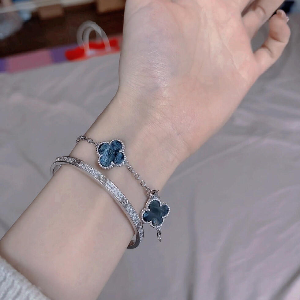 [Psychic Jewelrys]CLOVER 5 MOTIF PIETERSITE SILVER BRACELET