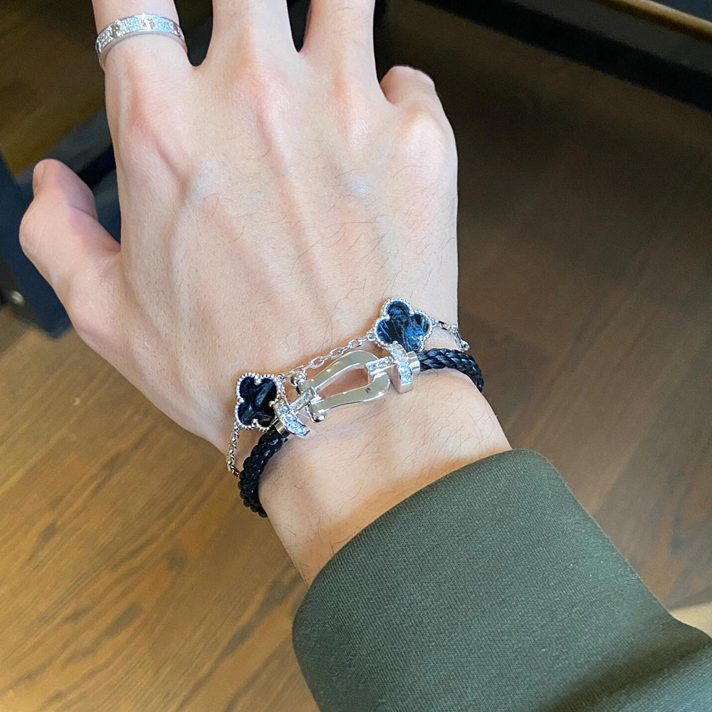 [Psychic Jewelrys]CLOVER 5 MOTIF PIETERSITE SILVER BRACELET