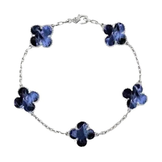 [Psychic Jewelrys]CLOVER 5 MOTIF PIETERSITE SILVER BRACELET