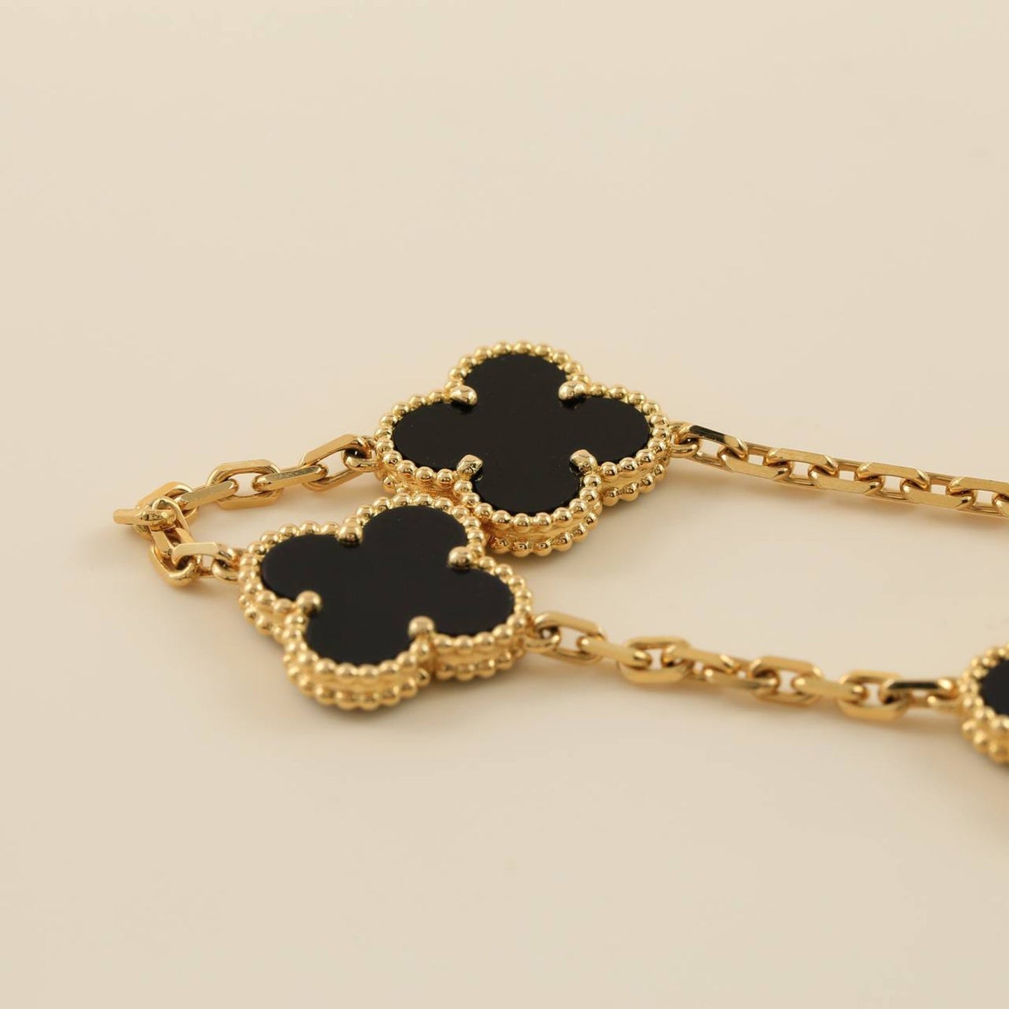 [Psychic Jewelrys]CLOVER  5 MOTIFS BLACK ONYX BRACELET