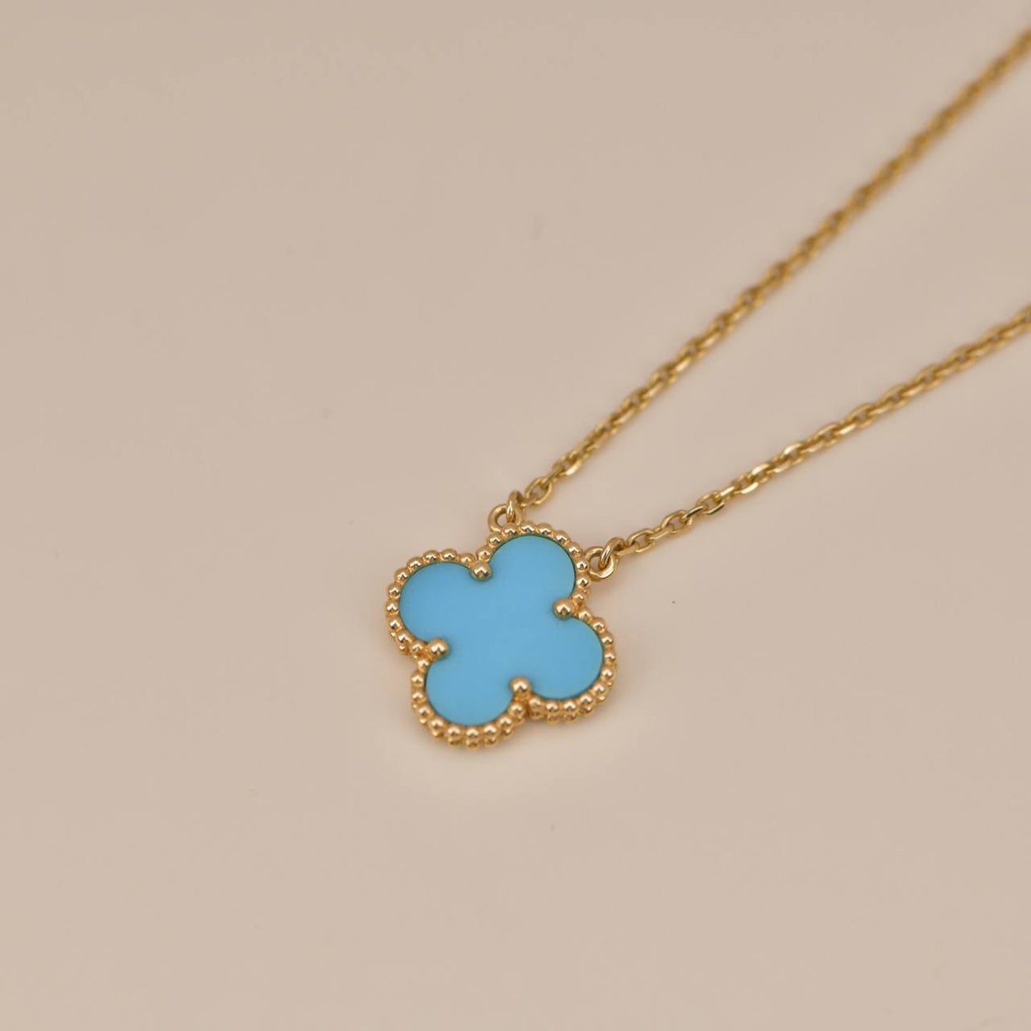 [Psychic Jewelrys]CLOVER 15MM VINTAGE TURQUOISE NECKLACE