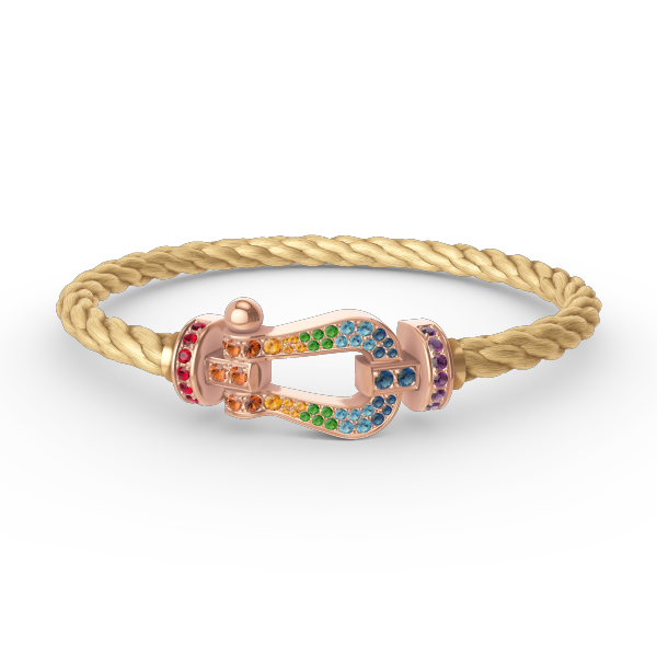 [Psychic Jewelrys]FORCE LARGE HORSESHOE  COLORED DIAMOND BRACELET ROSE GOLD