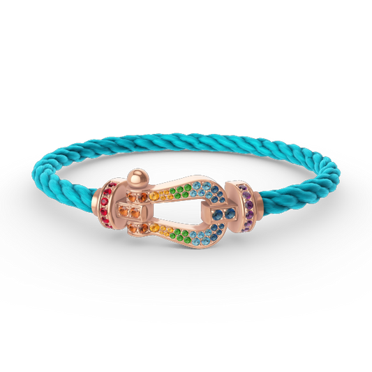 [Psychic Jewelrys]FORCE LARGE HORSESHOE  COLORED DIAMOND BRACELET ROSE GOLD