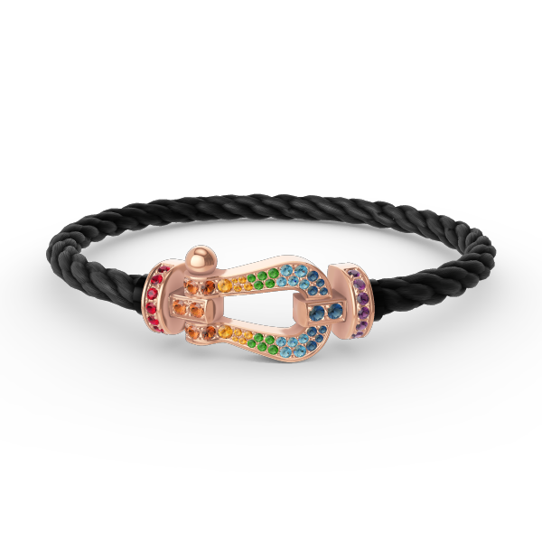 [Psychic Jewelrys]FORCE LARGE HORSESHOE  COLORED DIAMOND BRACELET ROSE GOLD