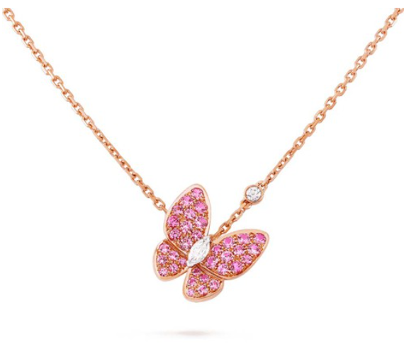 [Psychic Jewelrys]BUTTERFLY RED DIAMOND ROSE GOLD NECKLACE