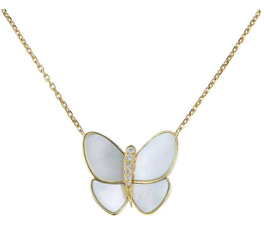 [Psychic Jewelrys]BUTTERFLY GOLD MOP DIAMOND NECKLACE