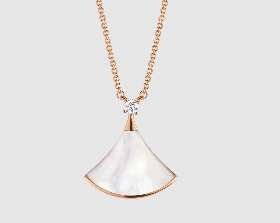 [Psychic Jewelrys]DREAM NECKLACE WHITE MOP PINK GOLD 1 DIAMOND
