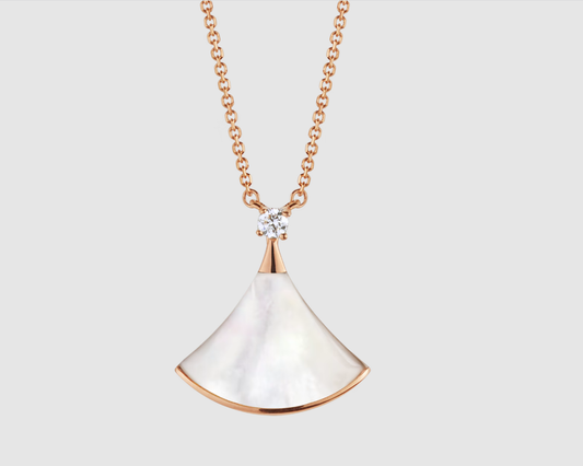 [Psychic Jewelrys]DREAM NECKLACE WHITE MOP PINK GOLD 1 DIAMOND