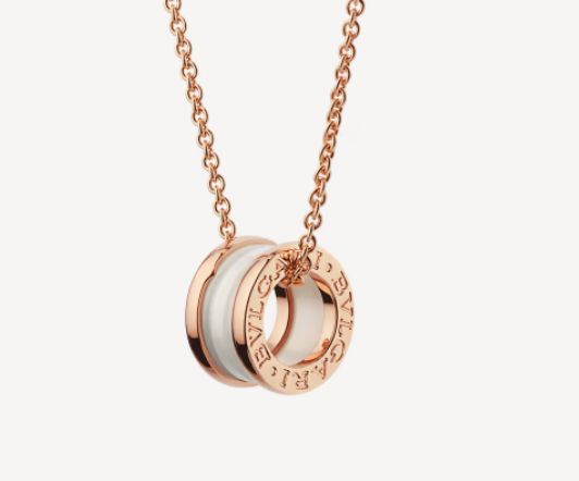 [Psychic Jewelrys]ZERO 1 WHITE CERAMIC PINK GOLD NECKLACE