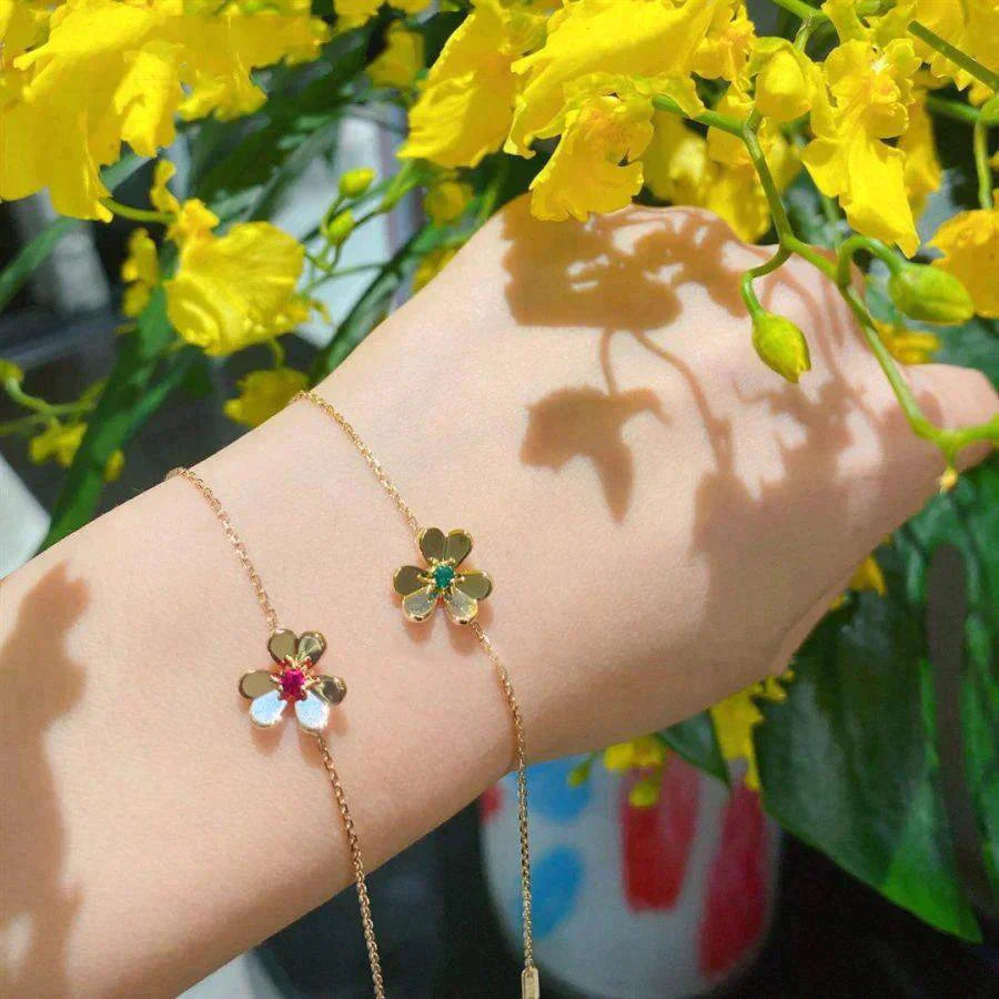 [Psychic Jewelrys]FRIVOLE GOLD FLOWER PINK MALACHITE BRACELET