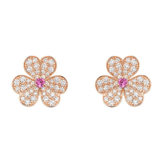 [Psychic Jewelrys]FRIVOLE PINK GOLD FLOWER DIAMOND EARRINGS