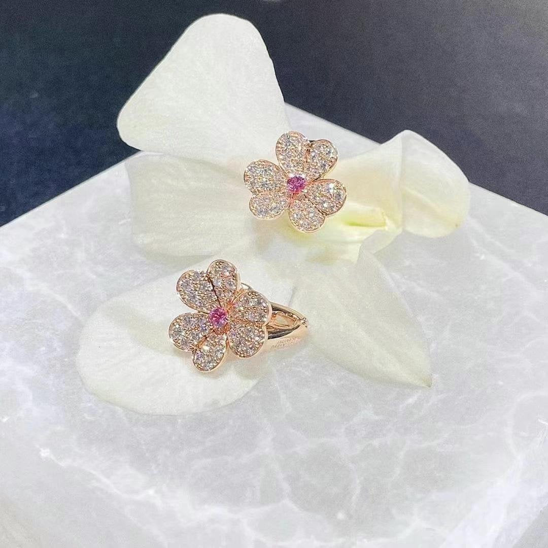 [Psychic Jewelrys]FRIVOLE PINK GOLD FLOWER DIAMOND EARRINGS