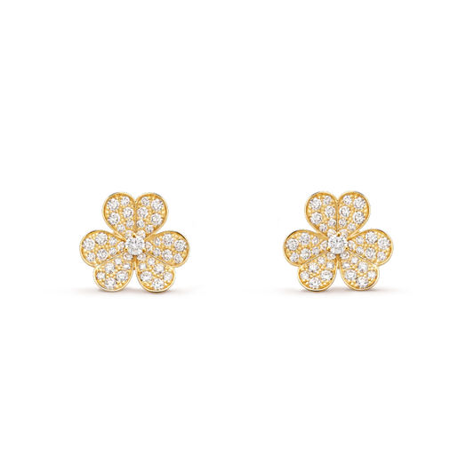 [Psychic Jewelrys]FRIVOLE GOLD FLOWER DIAMOND EARRINGS