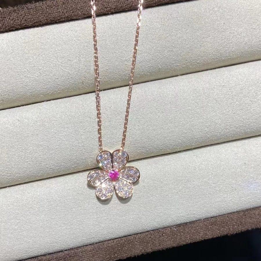 [Psychic Jewelrys]FRIVOLE ROSE GOLD FLOWER DIAMOND NECKLACE