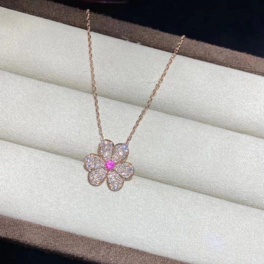 [Psychic Jewelrys]FRIVOLE ROSE GOLD FLOWER DIAMOND NECKLACE
