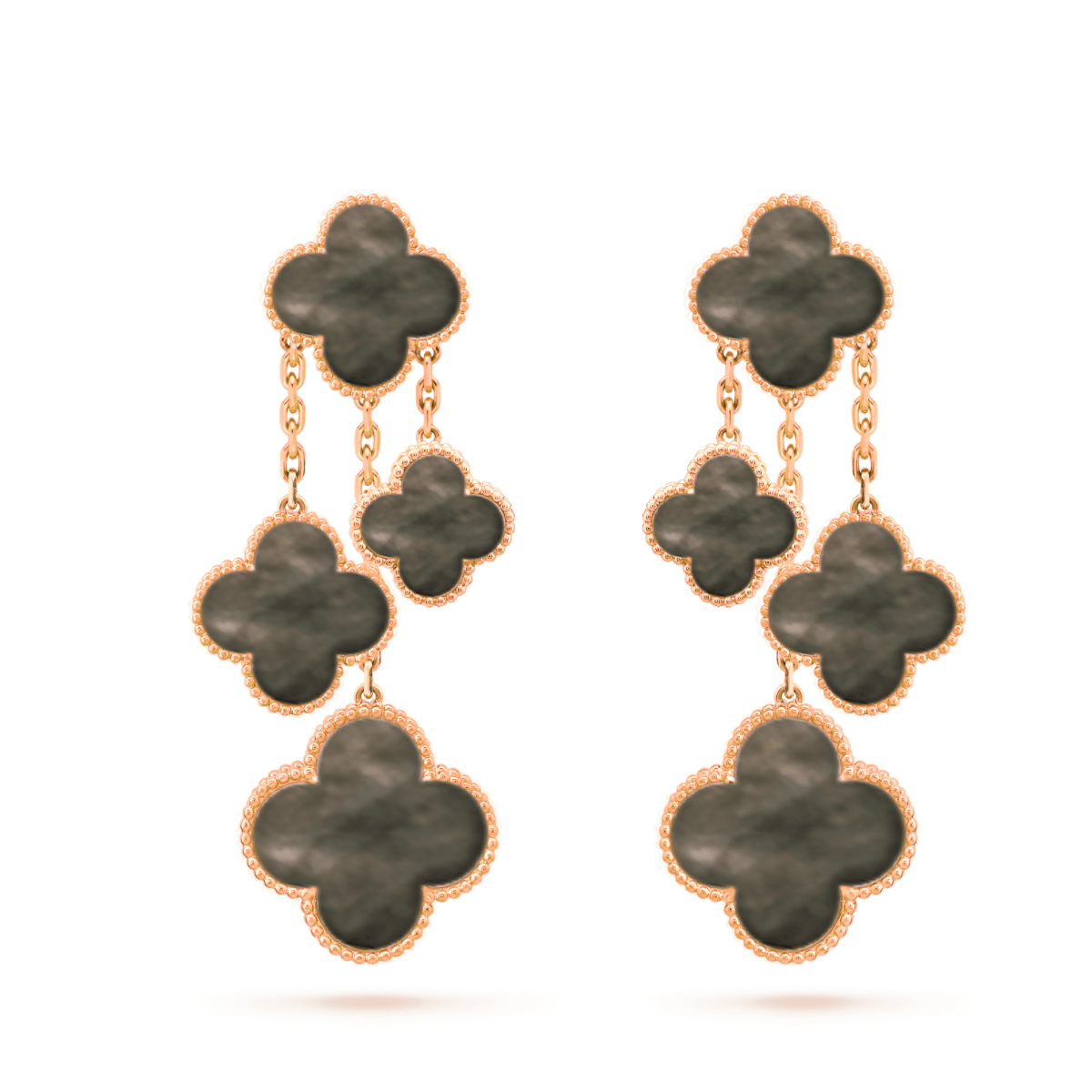 [Psychic Jewelrys]CLOVER EARRINGS DARK MOP 4 MOTIFS ROSE GOLD
