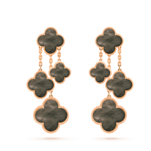 [Psychic Jewelrys]CLOVER EARRINGS DARK MOP 4 MOTIFS ROSE GOLD