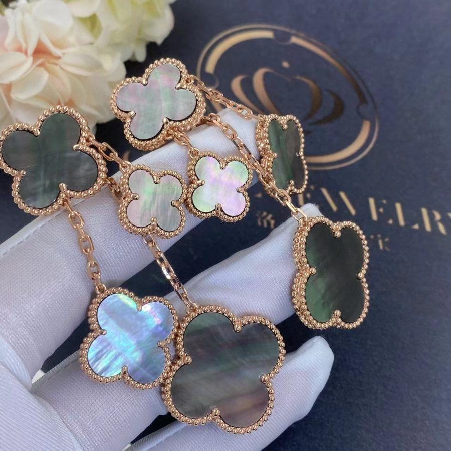 [Psychic Jewelrys]CLOVER EARRINGS DARK MOP 4 MOTIFS ROSE GOLD