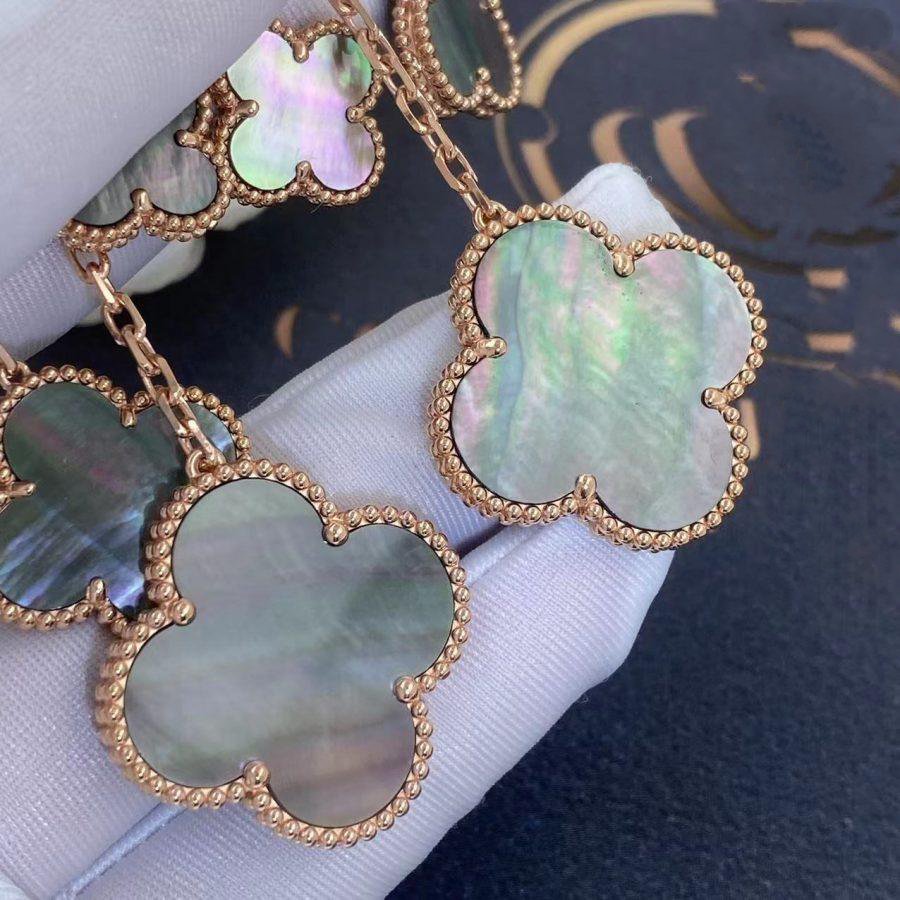[Psychic Jewelrys]CLOVER EARRINGS DARK MOP 4 MOTIFS ROSE GOLD