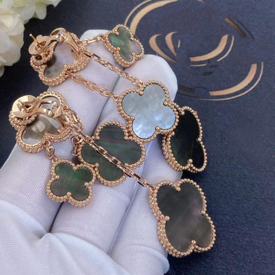 [Psychic Jewelrys]CLOVER EARRINGS DARK MOP 4 MOTIFS ROSE GOLD