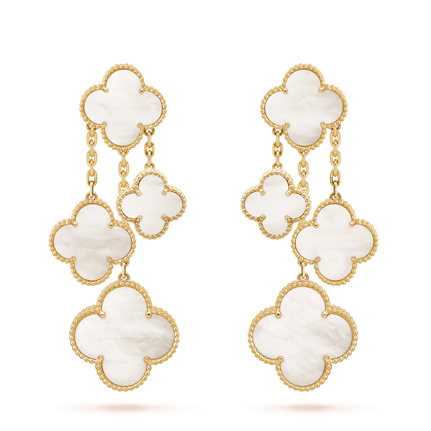 [Psychic Jewelrys]CLOVER EARRINGS WHITE MOP 4 MOTIFS GOLD
