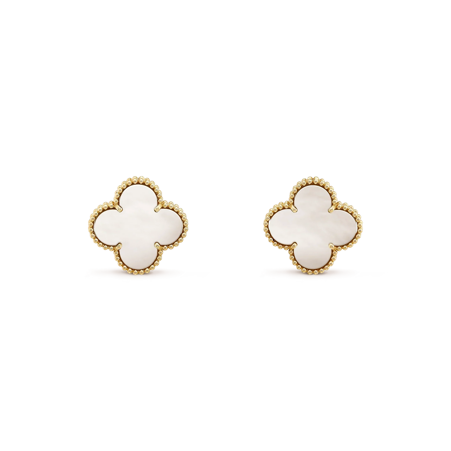 [Psychic Jewelrys]CLOVER MEDIUM 1 MOTIFS  WHITE MOP STUD EARRINGS