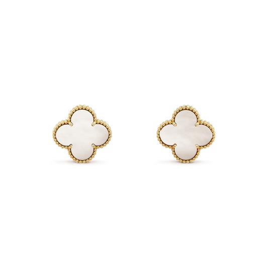 [Psychic Jewelrys]CLOVER MEDIUM 1 MOTIFS  WHITE MOP STUD EARRINGS