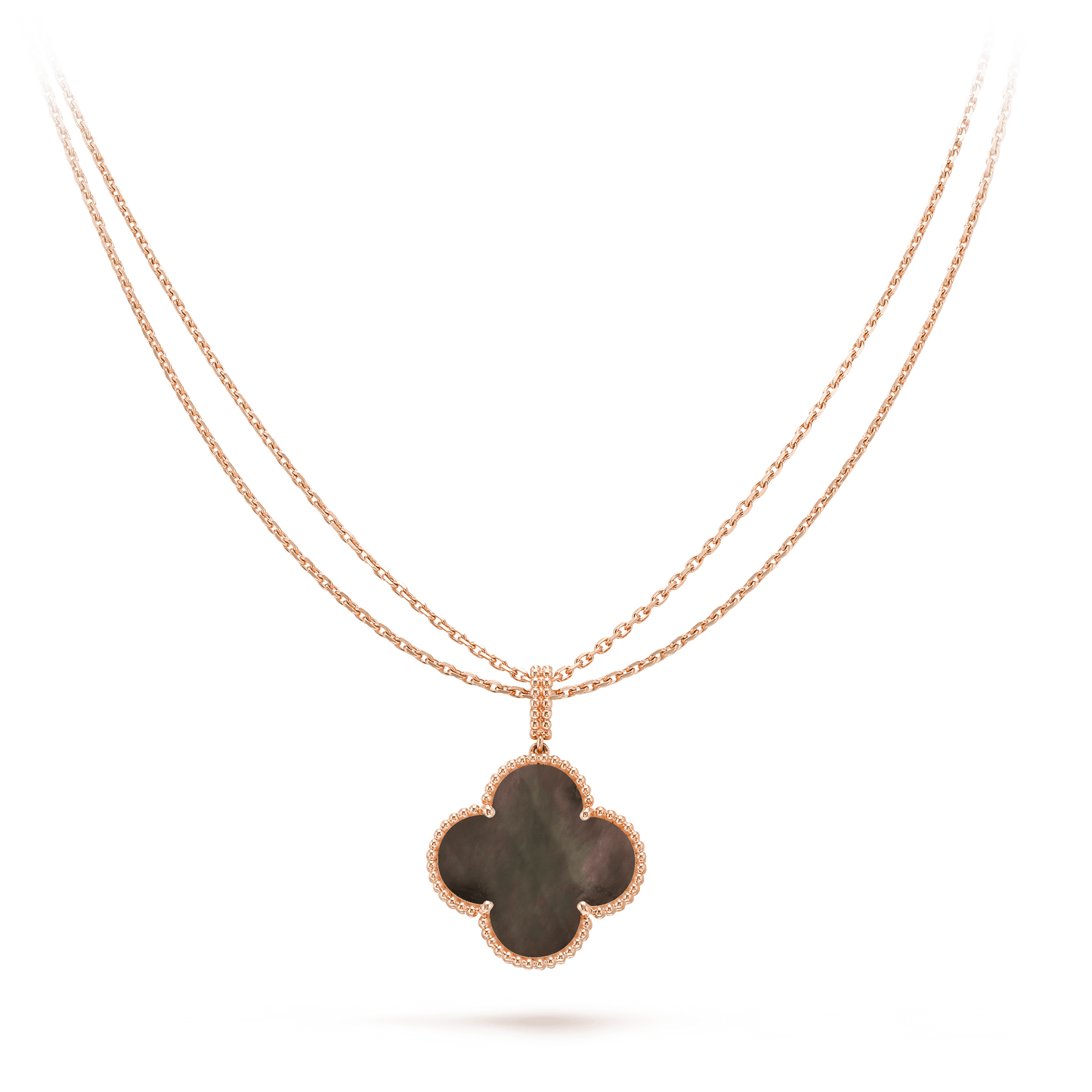 [Psychic Jewelrys]CLOVER 25MM GOLD DARK MOP BIG CLOVER NECKLACE