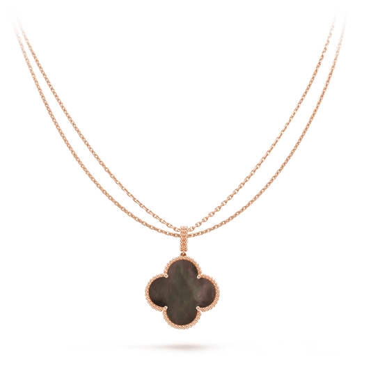 [Psychic Jewelrys]CLOVER 25MM GOLD DARK MOP BIG CLOVER NECKLACE