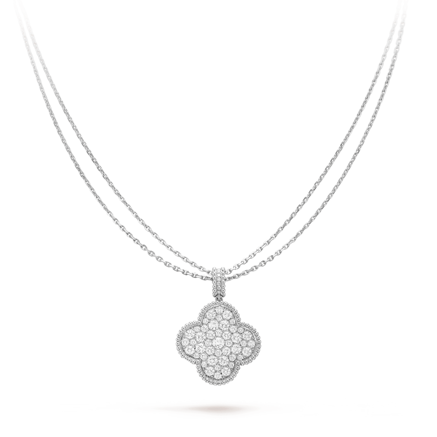 [Psychic Jewelrys]CLOVER 25MM SILVER FULL DIAMOND BIG CLOVER NECKLACE