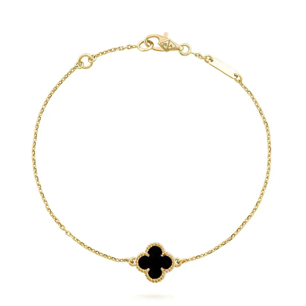 [Psychic Jewelrys]CLOVER ONYX SINGLE FLOWER BRACELET