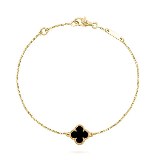 [Psychic Jewelrys]CLOVER ONYX SINGLE FLOWER BRACELET