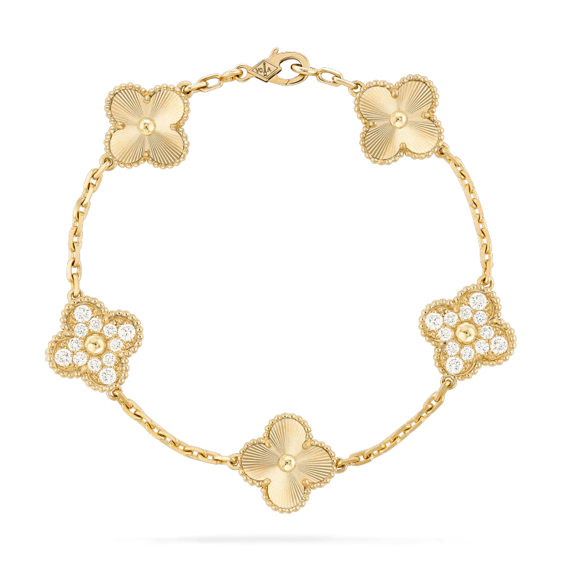 [Psychic Jewelrys]CLOVER BRACELET 5 MOTIFS GOLD DIAMOND
