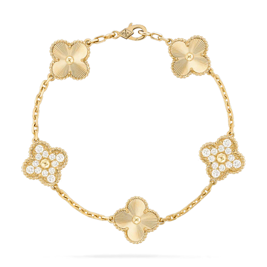 [Psychic Jewelrys]CLOVER BRACELET 5 MOTIFS GOLD DIAMOND